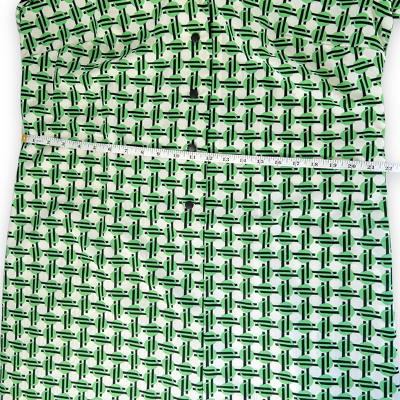 NWT Vintage 70s Geometric Print Green Black White A-line Shirt Dress Size 20.5 - Picture 14 of 16